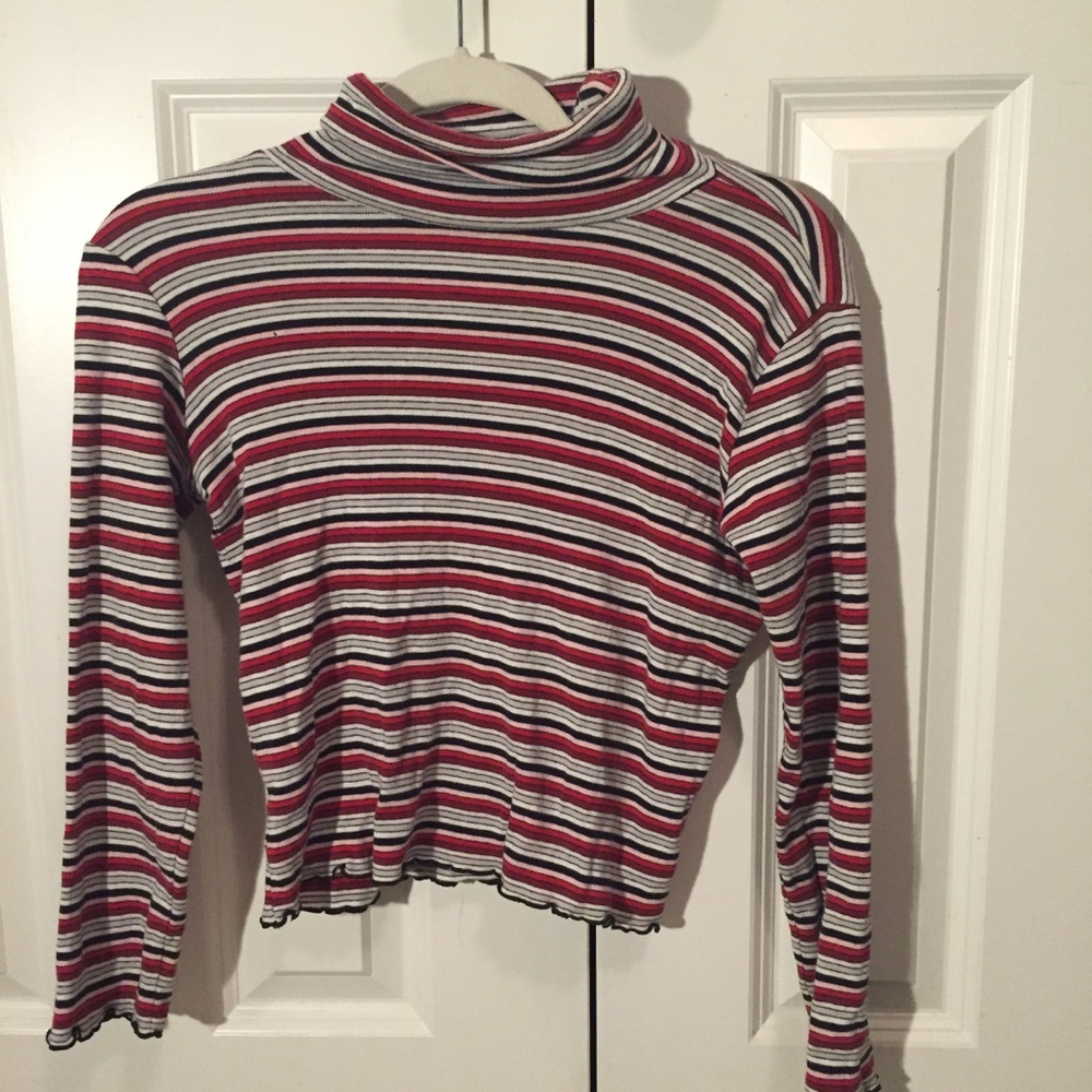 striped turtleneck top